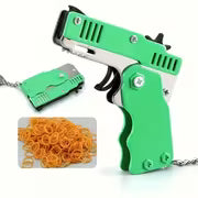 Multi-Item Party Favor Packs 1pc Mini Metal Band Gun Launcher with 60 Bands