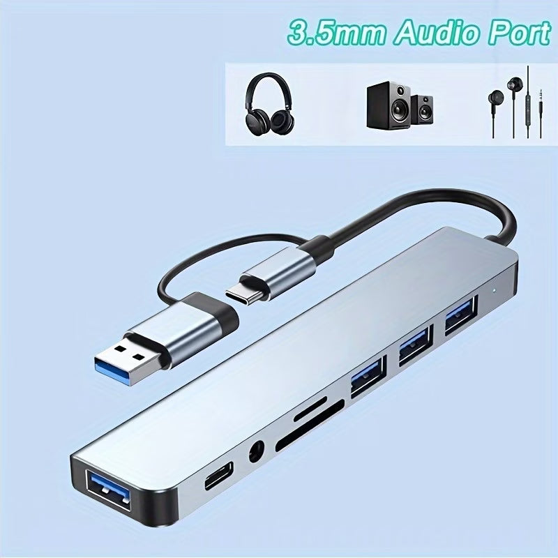 8-in-1 Hub, USB & Type-C Port, Multi-Functional Docking Station with USB