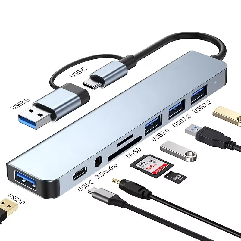 8-in-1 Hub, USB & Type-C Port, Multi-Functional Docking Station with USB