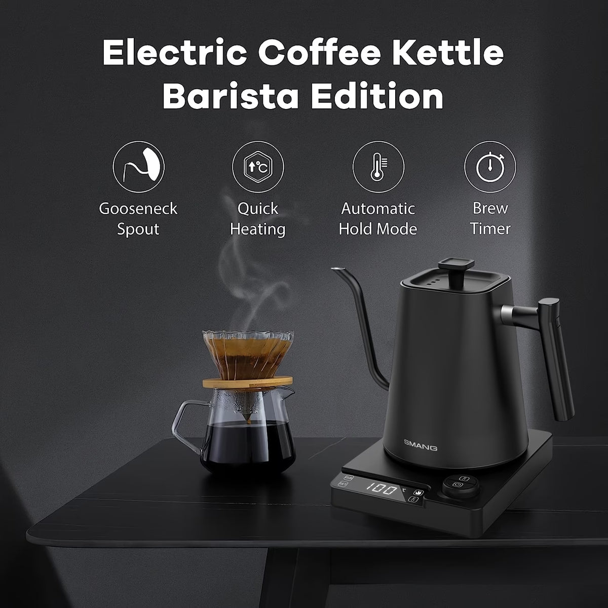 Gooseneck Coffee Kettle with Temperature Control And Insulation
