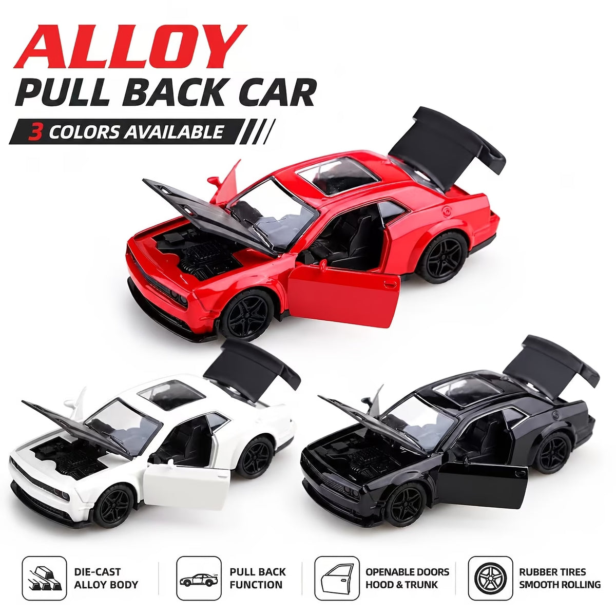 A Muscle Sports Alloy Toy Car with Three Opening Doors