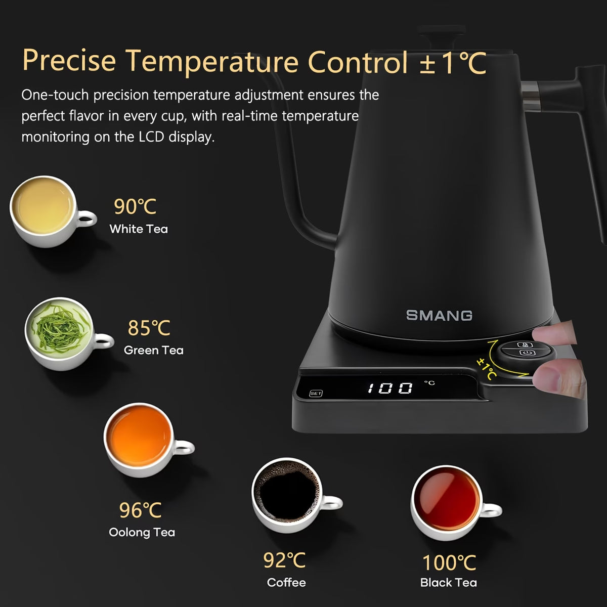 Gooseneck Coffee Kettle with Temperature Control And Insulation