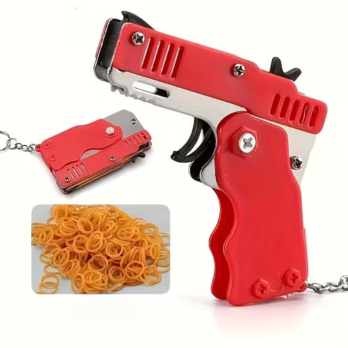 Multi-Item Party Favor Packs 1pc Mini Metal Band Gun Launcher with 60 Bands