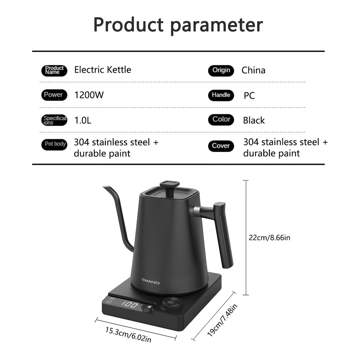 Gooseneck Coffee Kettle with Temperature Control And Insulation